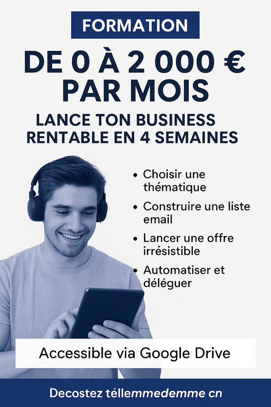 De 0 à 2 000 € par mois – Lance ton business rentable en 4 semaines