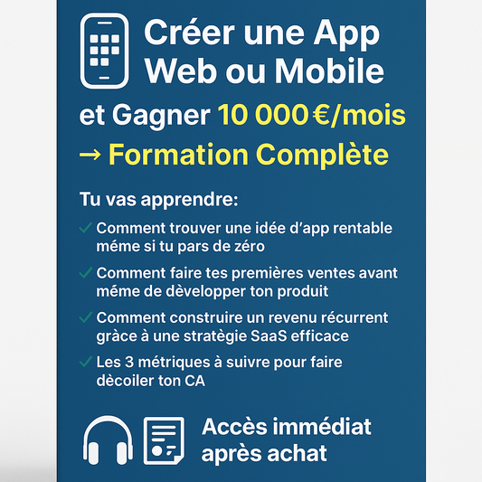 Créer une App Web ou Mobile et Gagner 10 000€/mois – Formation Complète