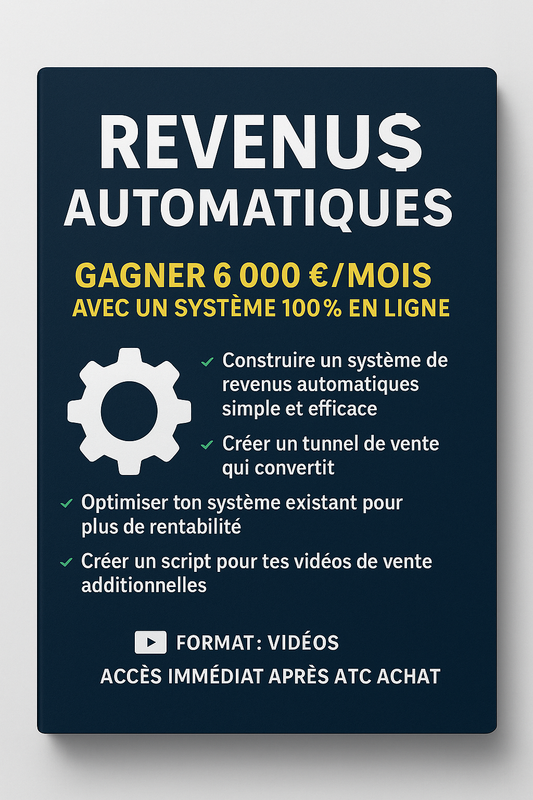 Revenus Automatiques – Crée ton système 100% en ligne (jusqu’à 6 000 €/mois)
