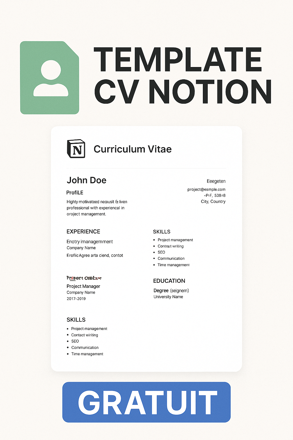 Template de CV Notion - Gratuit