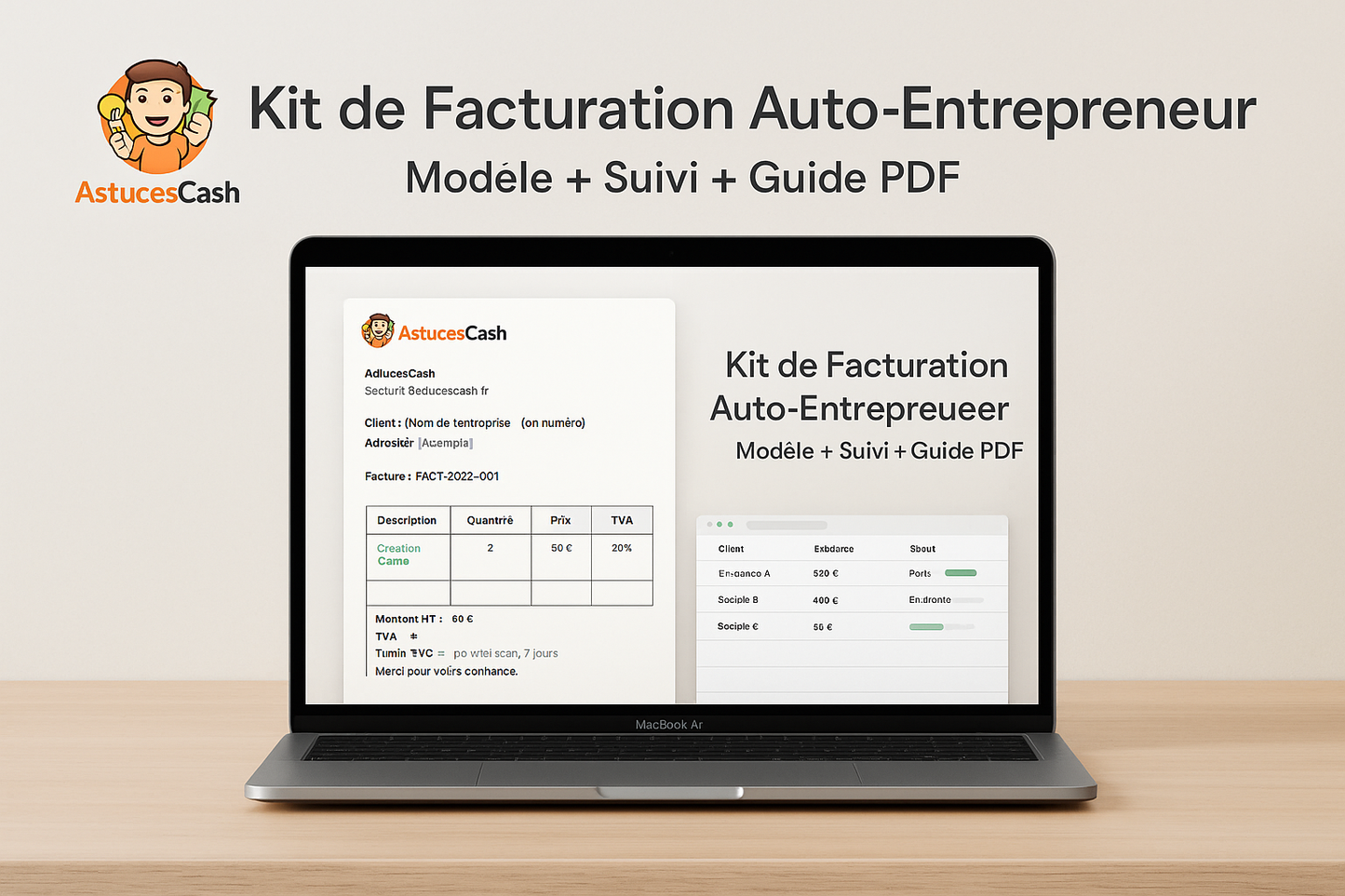 Kit de Facturation Auto-Entrepreneur – AstucesCash (Modèle + Suivi + Guide)
